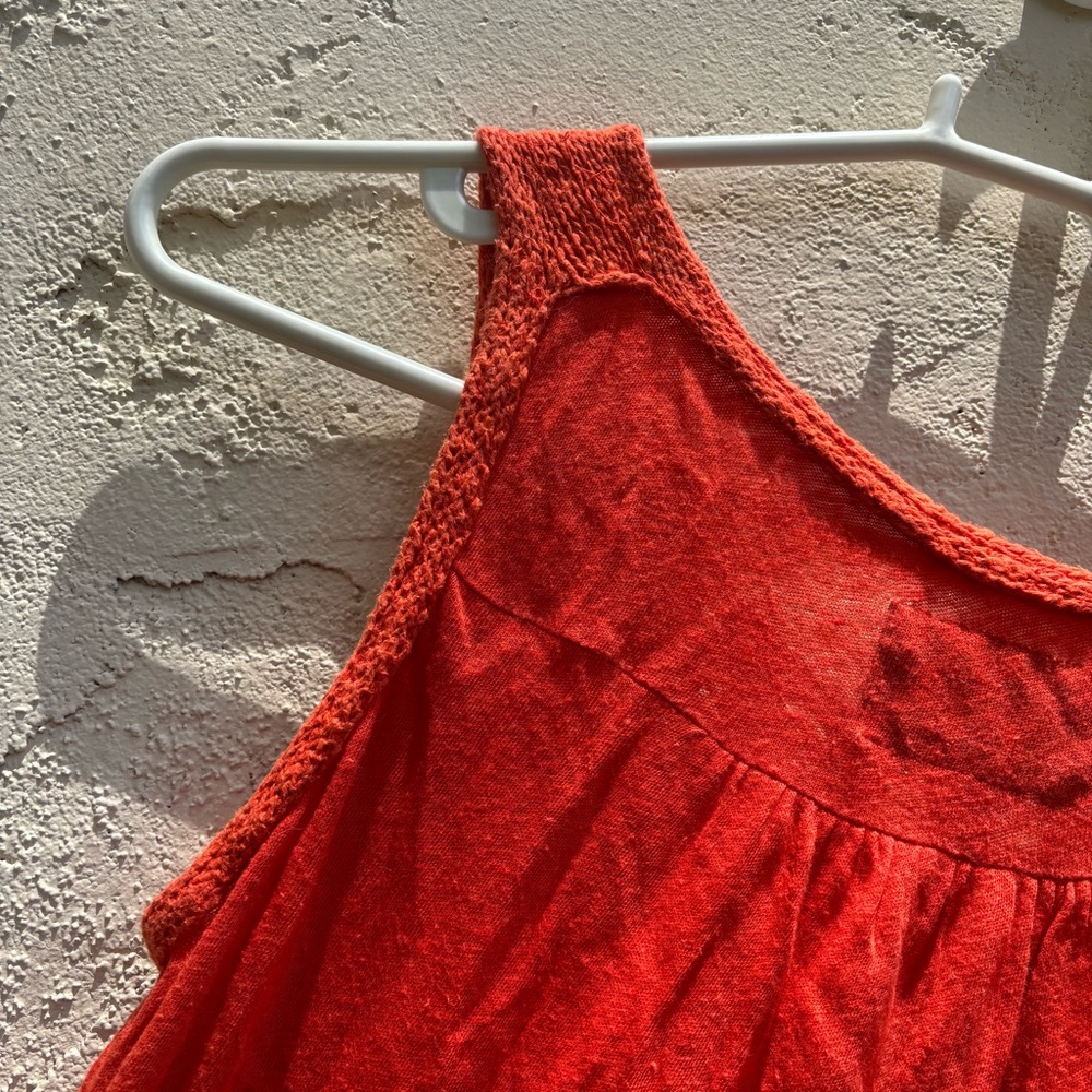 Anthropologie Meadow Rue Orange Smocked Embellished Tank Top - Picture 7 of 8